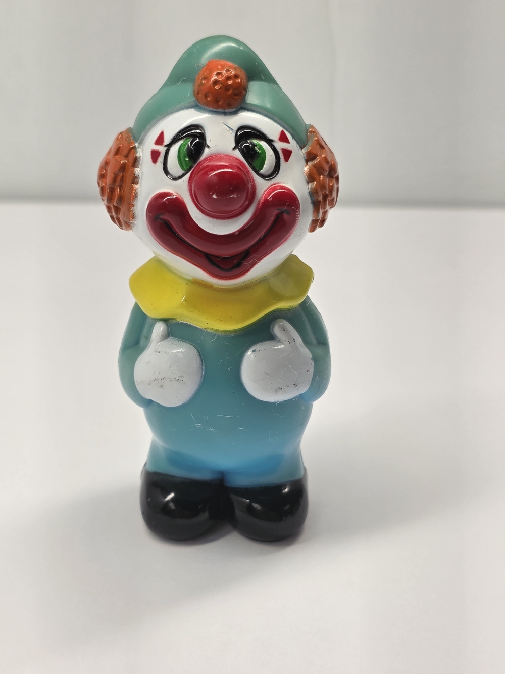 Vintage Hong Kong Clown Figurine 4" Hard Plastic Circus Carnival Retro Kitsch
